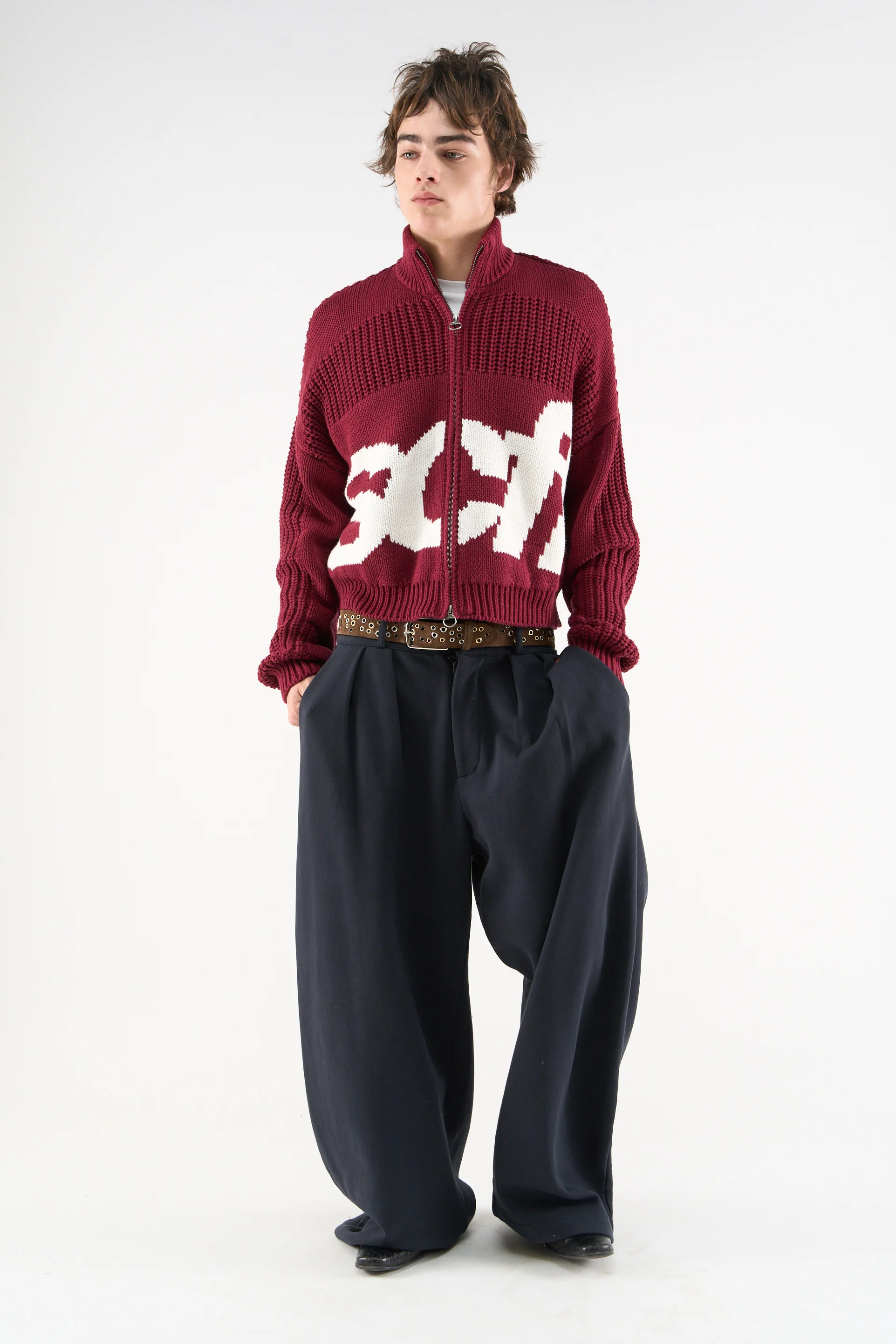 03 Scff Knit Zipper Red M 235 Jpg