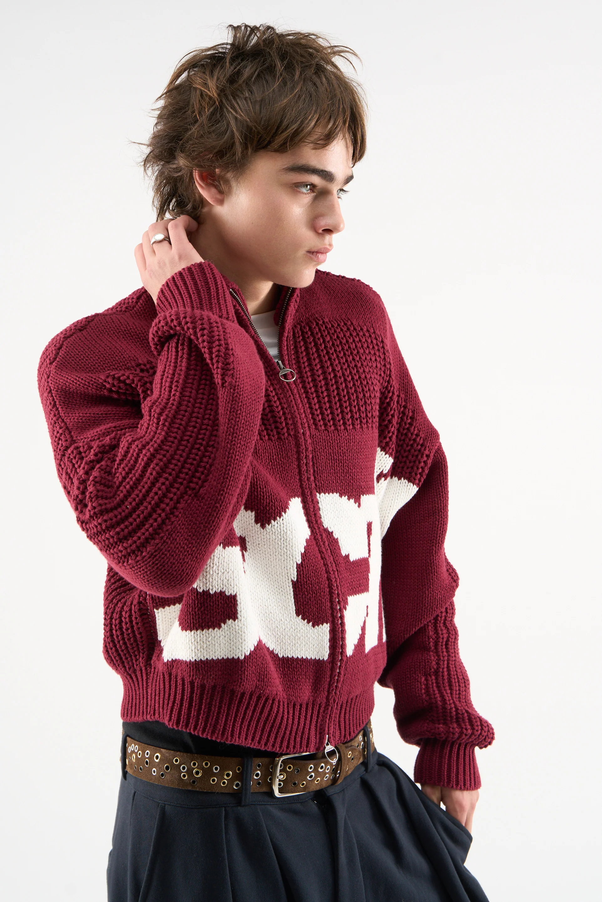 03 Scff Knit Zipper Red M 282 Jpg