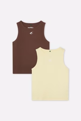 Brown & Yellow Canale Scff Tank Top Pack
