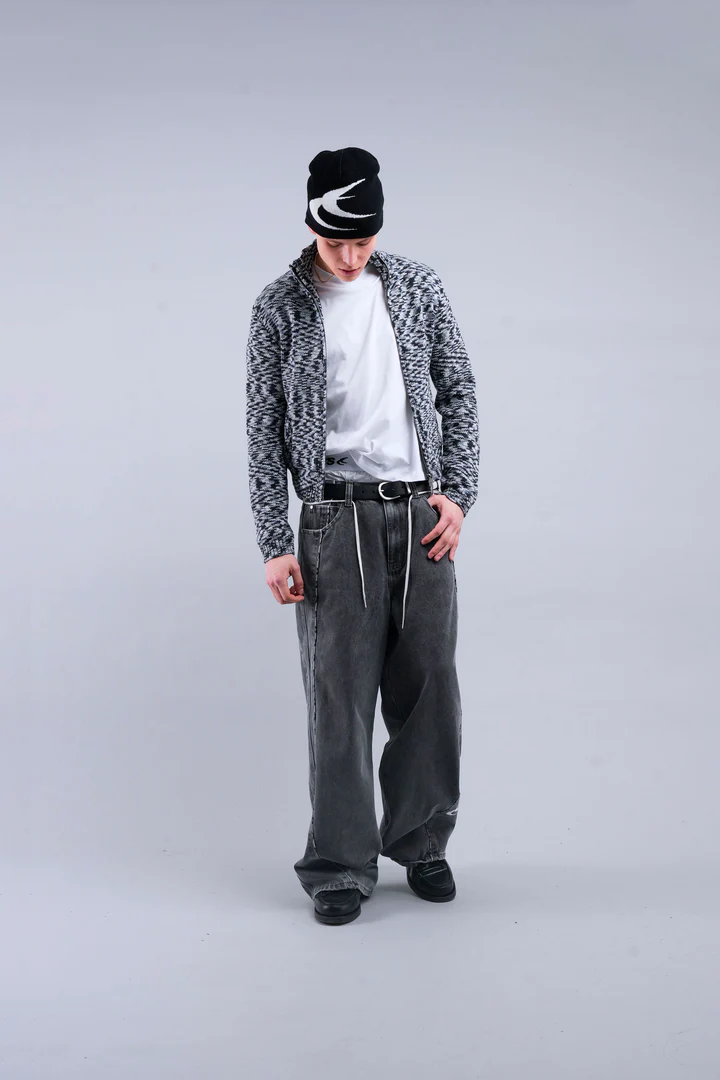 Tropic Grey Knit Zipper