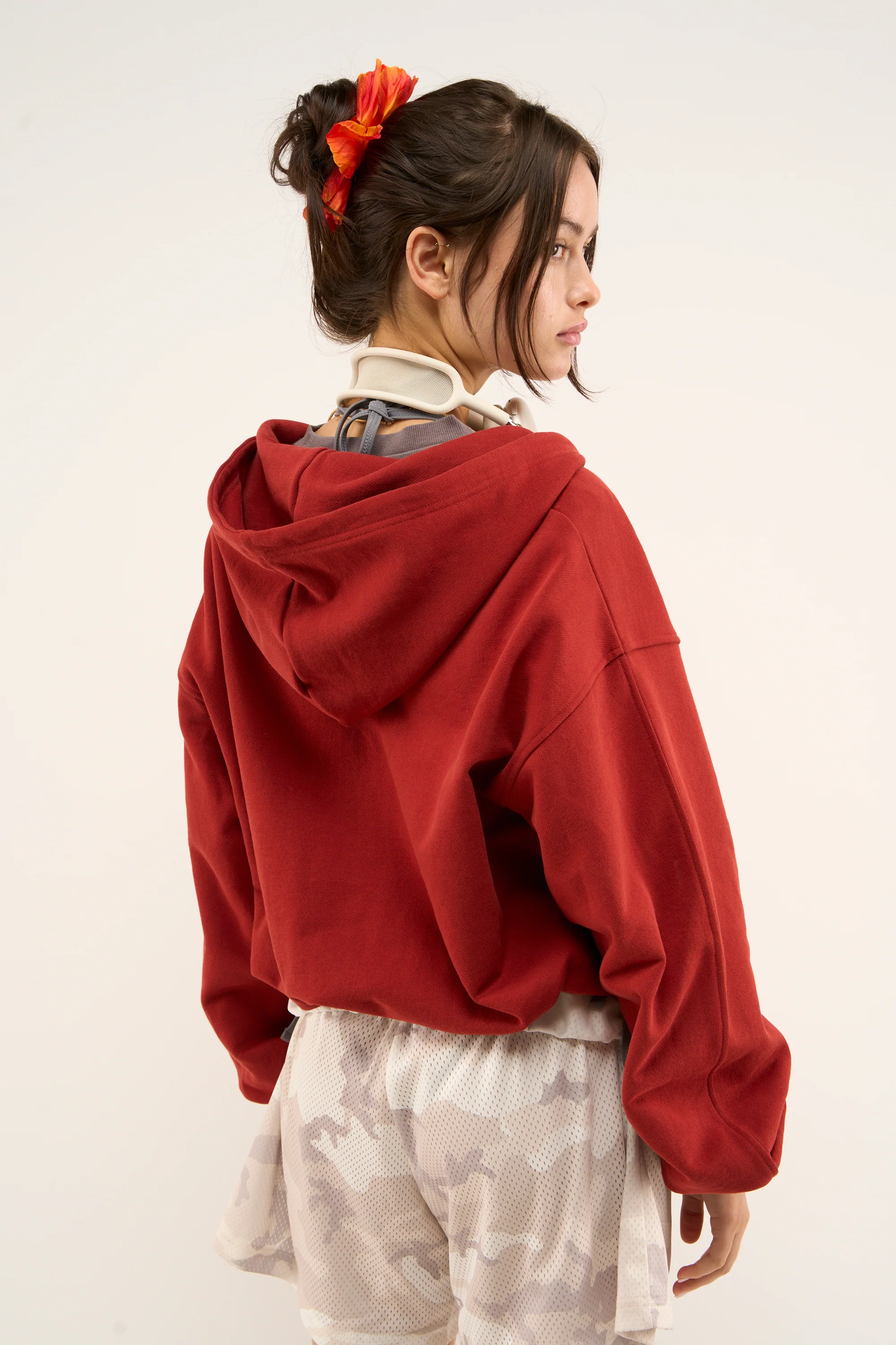 Logo Red Zipped Hoodie