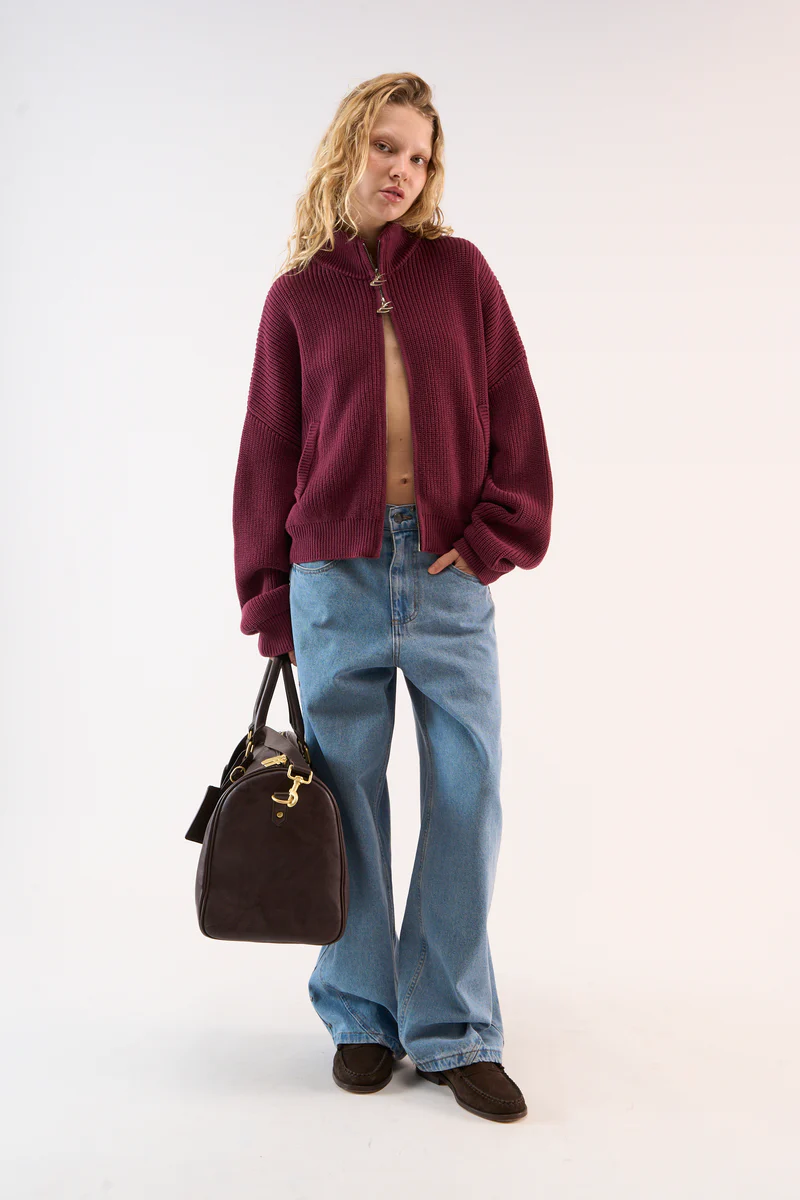 Delore Burgundy Knit Zipper