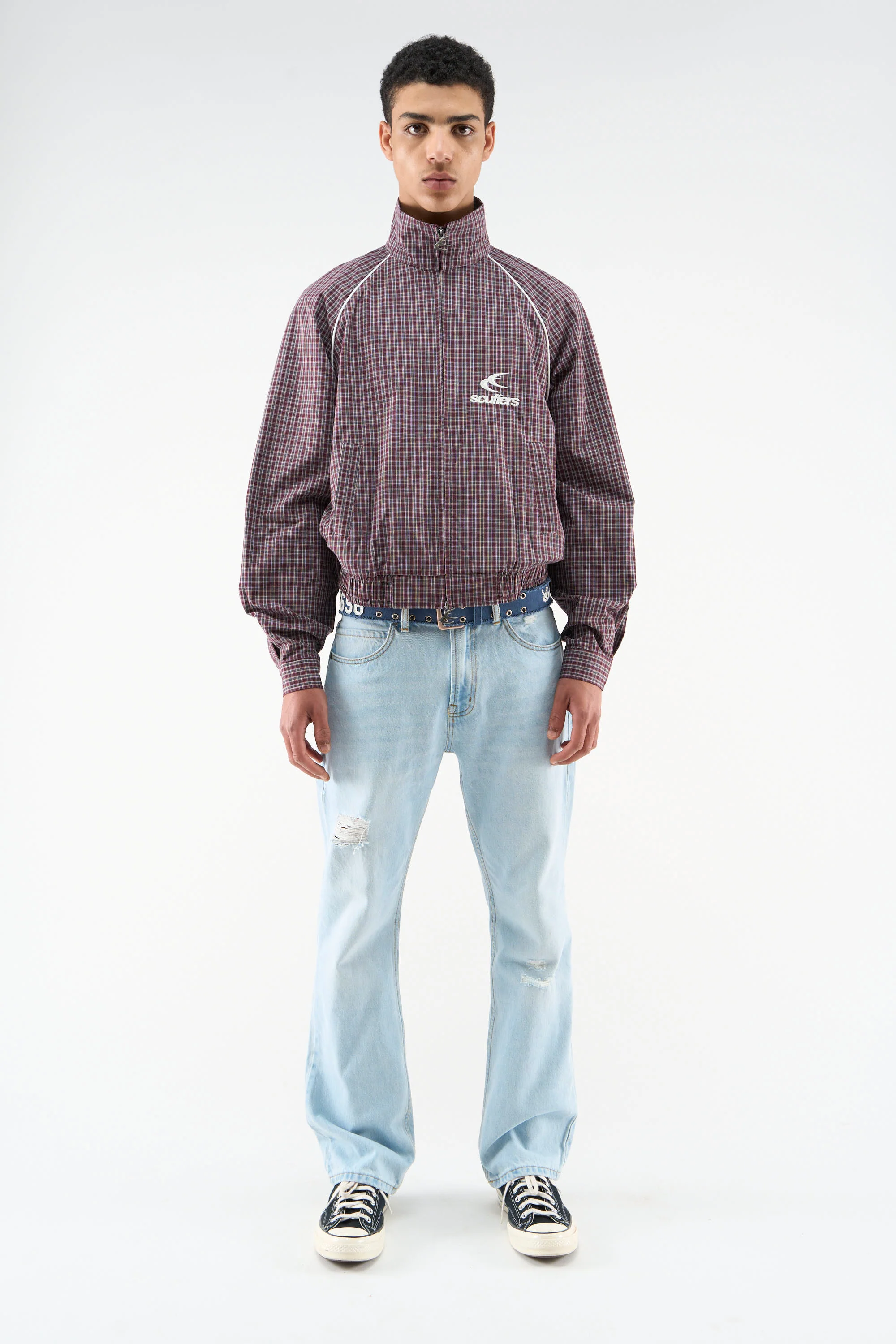 Chamise Checkered Burgundy Zipper