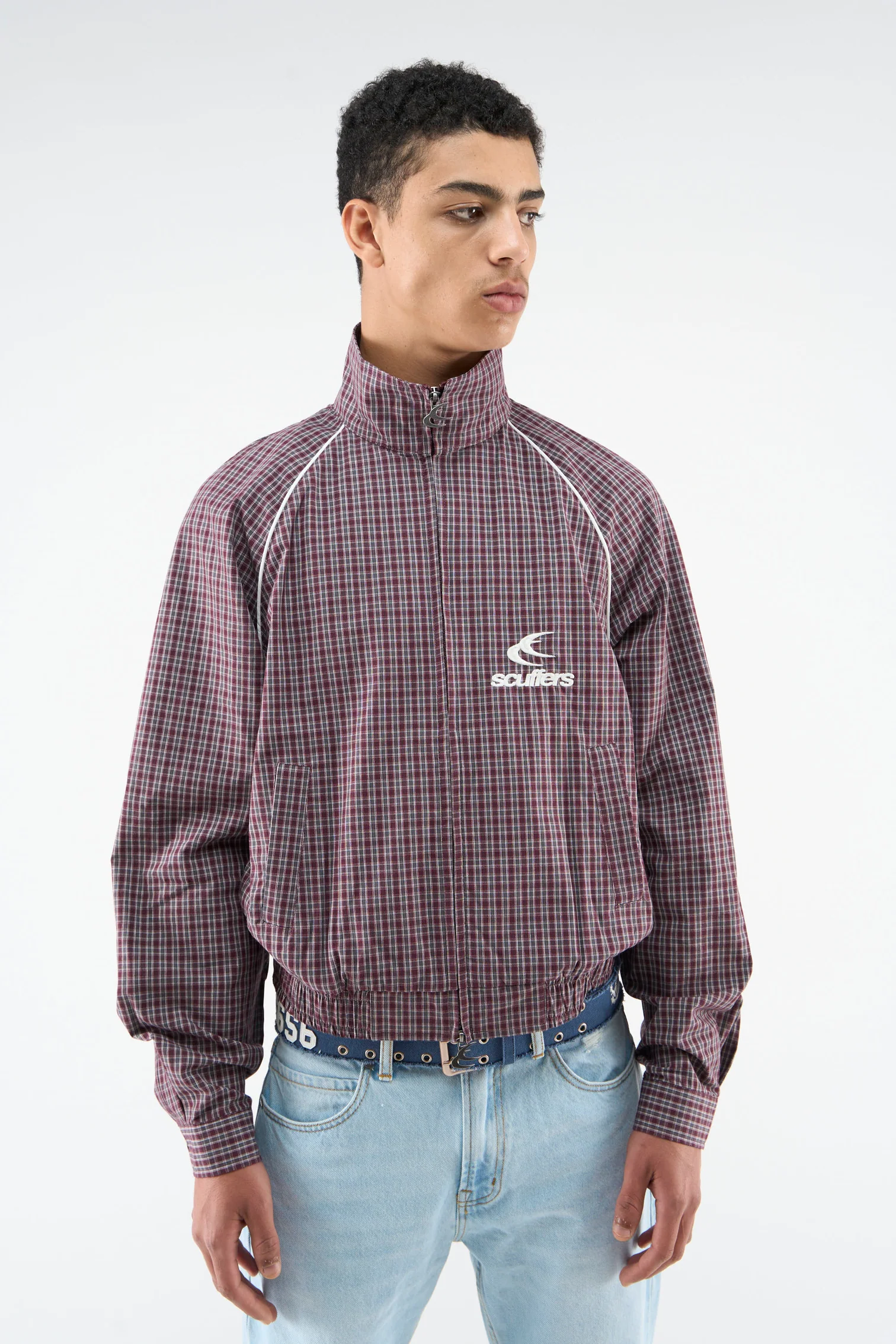 Chamise Checkered Burgundy Zipper