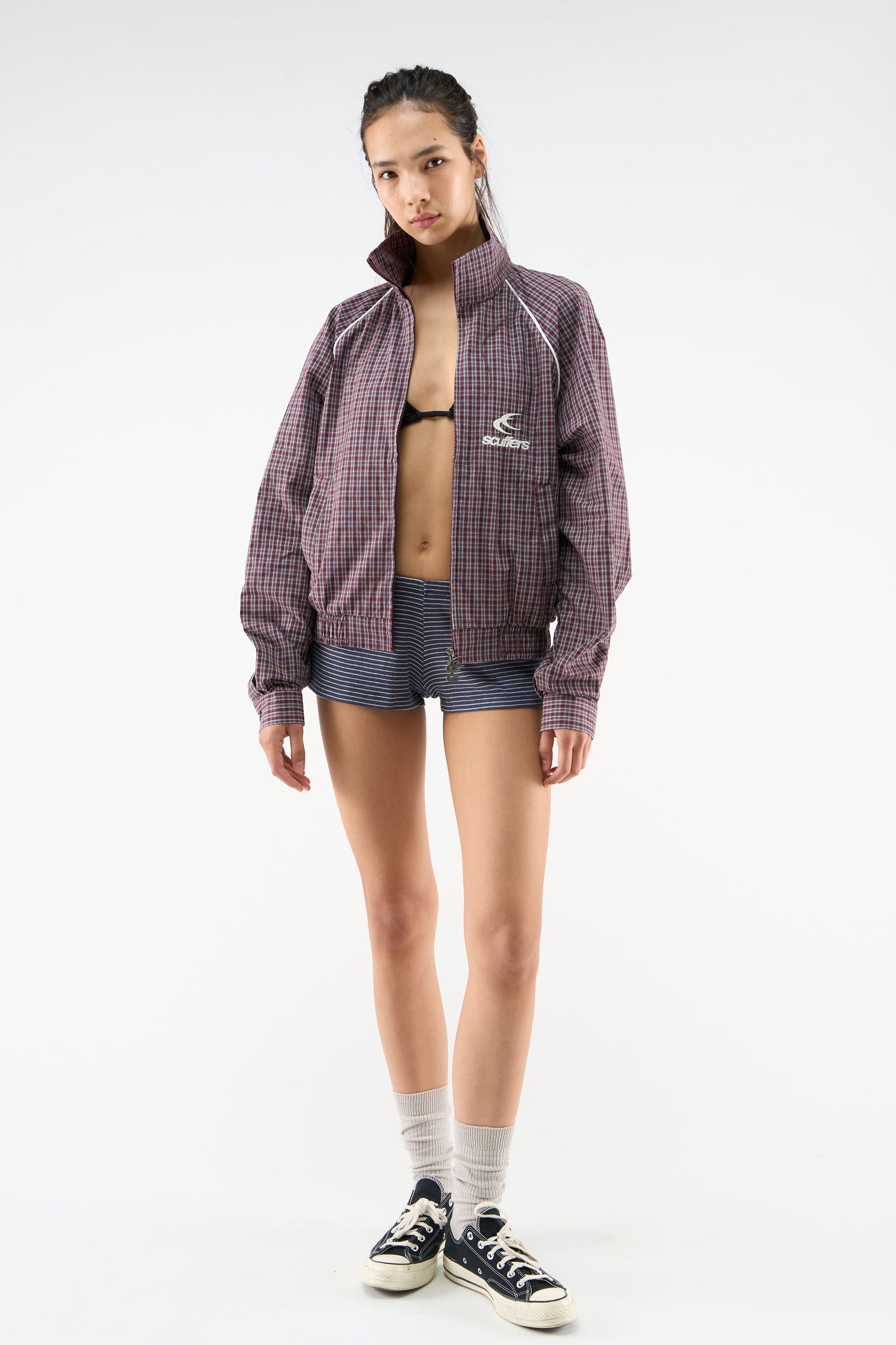Chamise Checkered Burgundy Zipper