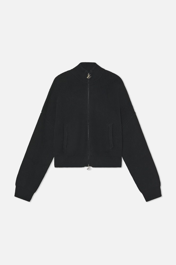 Delore Black Knit Zipper