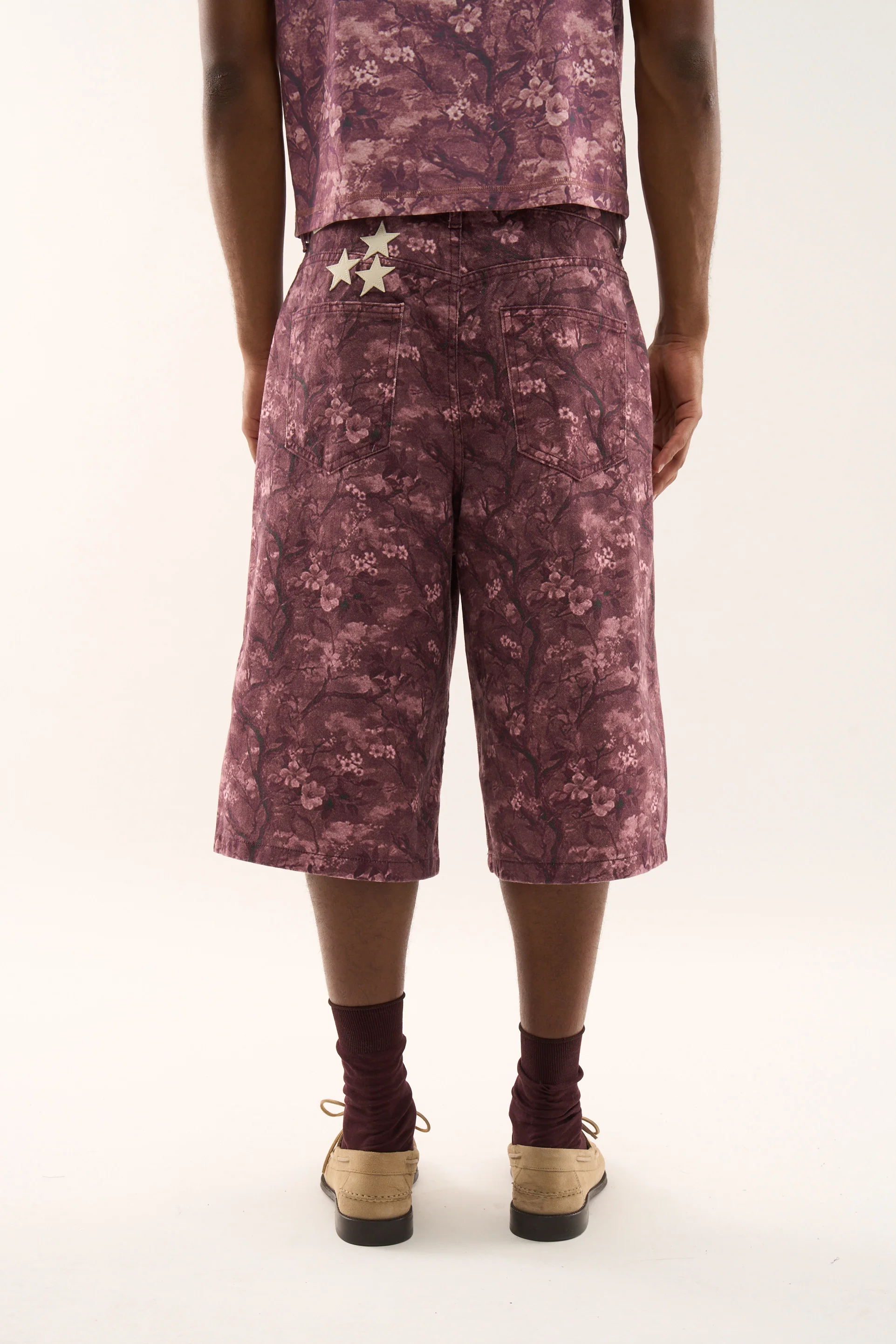 Real Flowers Fitted Burgundy Shorts 05 Jpg