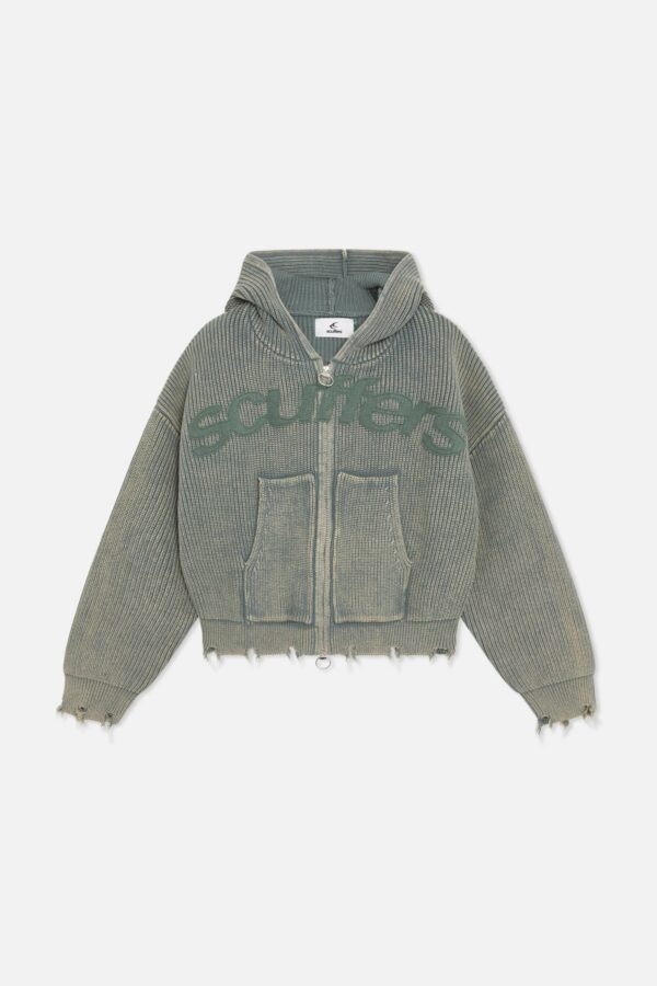 Buzz Dusty Green Knit Zipper