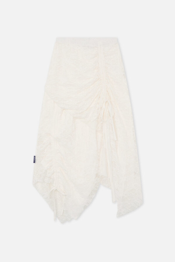 Asymmetric Lace White Skirt