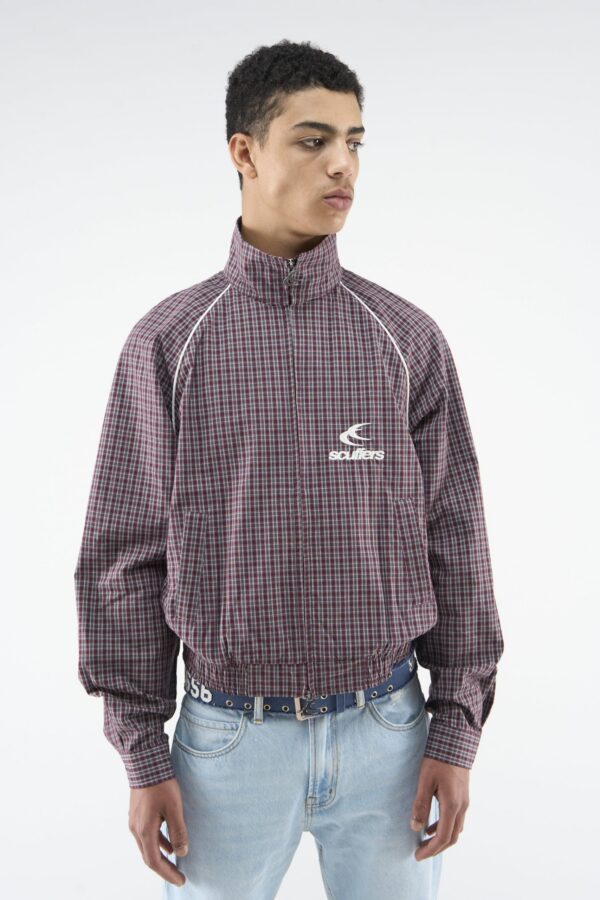 Chamise Checkered Burgundy Zipper